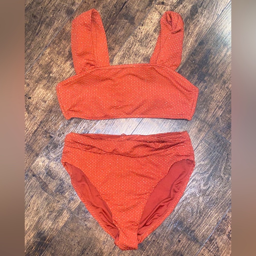 Orange Textured Bikini Set